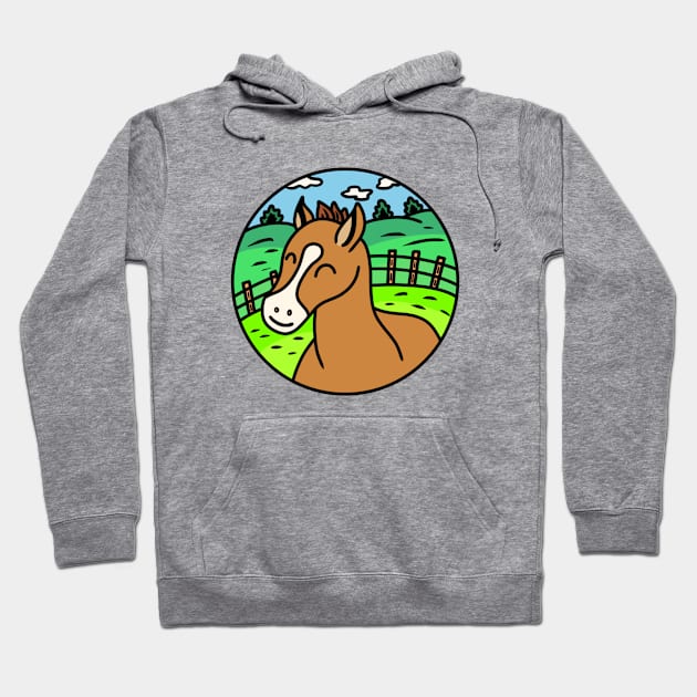 Cute cartoon horse Hoodie by Andrew Hau